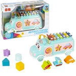 Игрушка-сортер разв.пласт. АВТОБУС, Bondibon, с ксилофоном, голубой, BOX