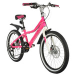 Велосипед NOVATRACK 20" ALICE розовый,  стальная рама, 6 скор., Shimano TY21/Microshift TS38, дисков