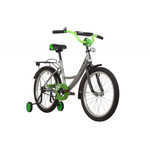 Велосипед NOVATRACK 20" VECTOR серебристый, защита А-тип, тормоз нож., крылья и багажник чёрн.