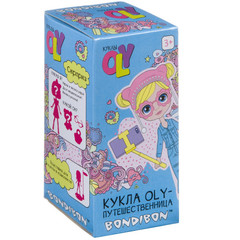 Набор игровой Bondibon 11,5см куколка OLY- путешественница c одеждой, аксессуарами, подставкой и медвежонком, ВОХ13х6х6см, арт. 45006.