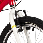 Велосипед NOVATRACK 20" KATRINA, алюм.рама, жёлтый-красный, 6-скор, TY21/TS38, V-brake