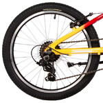 Велосипед NOVATRACK 20" KATRINA, алюм.рама, жёлтый-красный, 6-скор, TY21/TS38, V-brake