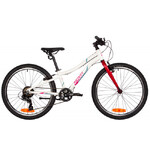 Велосипед NOVATRACK 24" NOVARA алюм.рама 10", белый, 6-скор, TY300/TS38/TZ500, V-brake