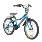 Велосипед NOVATRACK 20" ALICE голубой,  стальная рама, 6 скор., Shimano TY21/Microshift TS38, V- bra