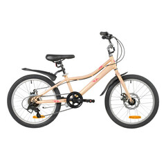 Велосипед FOXX 20" JASMINE бежевый,  стальная рама, 6 скор., Microshift MS21/Microshift TS38, дисков