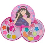 Набор детской декор. косметики Bondibon Eva Moda, BOX 27,5*26*5 см; косметичка-диск, 2х-уровневая, раздвижная: крышка-зеркальце поворот на 360о, тени для век 11 оттенков (8,3г), блеск для губ 11 оттенков (7,6г), 2 аппликатора; арт.10678F2.