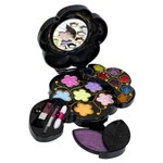 Набор детской декор. косметики Bondibon Eva Moda, CRD 38х19х1,5 см; косметичка-цветок с листом 3х-уровневая, раздвижная с зеркальцем: блеск для губ 9 оттенков (4г), 1 аппликатор,1 кисточка, 1 кисточка-растушевка, тени для век 6 оттенков (4,2г); арт.70566B