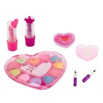Набор детской декор.косметики Bondibon Eva Moda, BOX 29*18*3 см; помада 2 оттенка (2,4г), 2 кисточки, 2 сердца-футляра с блеском для губ 4 оттенка (3,2г); косметичка-сердце с тенями для век 11 оттенков (7,7г) с зеркальцем; арт.20265E2.
