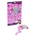 Набор детской декор. косметики Bondibon Eva Moda,  CDR 30,5*18*3 см; косметичка-зеркальце с ручкой, раздвижная: 1 аппликатор-кисточка, блеск для губ 3 оттенка (1,8г), тени для век 6 оттенков (3,6г); арт.70533I.
