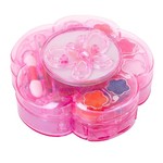 Набор детской декор. косметики Bondibon Eva Moda, CRD 34*18*3 см; косметичка-цветок с листом 3х-уровневая, раздвижная с зеркальцем: блеск для губ 9 оттенков (4г),1 аппликатор,1 кисточка, 1 кисточка-растушевка, тени для век 6 оттенков (4,2г); арт.77021.