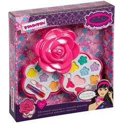 Набор детской декор. косметики Bondibon Eva Moda, BOX 25,5x24x5,5 см; косметичка-бутон розы, тени для век 12 оттенков (8,8г), помада 2 оттенка (1,8г), аппликатор 3 шт.,арт. 77032A.